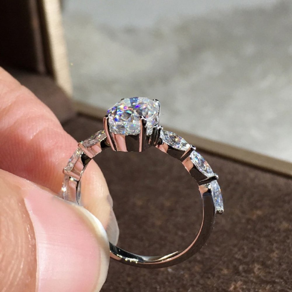 NEW Silver Oval Diamond Engagement Ring 15 - Picture 8 of 8